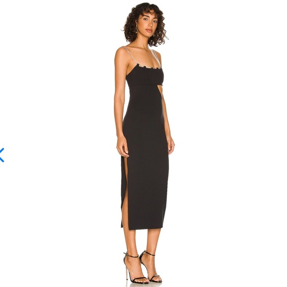 Lovers + Friends Dresses & Skirts - Lovers + Friends Charlotte Midi cutout Crystal Dress in Black